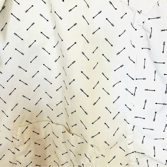 MENS FOREVER 21 White Black Arrow Print Button Down Short Sleeve Shirt Top XL - Picture 8 of 9